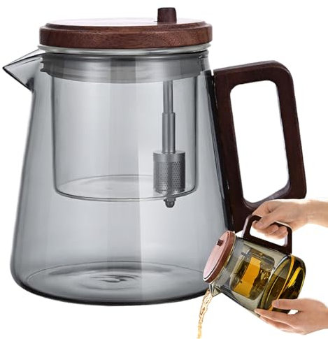 Glastekanna Med Infuser Vattenseparerande Glas Tekanna Med Trähandtag