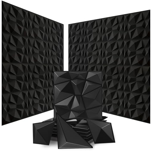 Swehooirt 100 Pack 3D Wall Panels Diamond Design, 97 Sq.Feet PVC Interior Décor, 11.8x11.8, 3D Sound Proofing Panels for Living Room Gaming Room Decor Bathroom Ceiling Panels Bedroom Media Wall