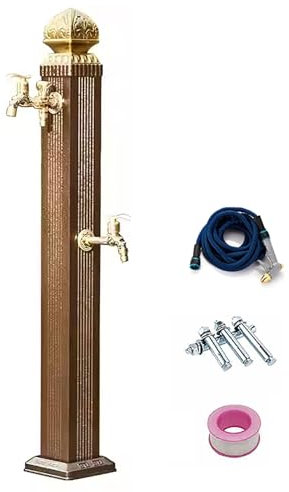 Fontana da Giardino con Rubinetto Fontanelle da Giardino Verticale in Stile Antico, Fontanella a Colonna Moderna per Irrigazione Facile(85cm/33.5in)