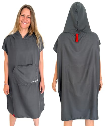 AUTDOOR® NanoPoncho - Badeponcho Nanofaser Damen & Herren – Ultraleicht & kompakt – saugstark, schnelltrocknend & nachhaltig (Oeko-Tex) – Premium Umziehhilfe für Strand & Wassersport (M)