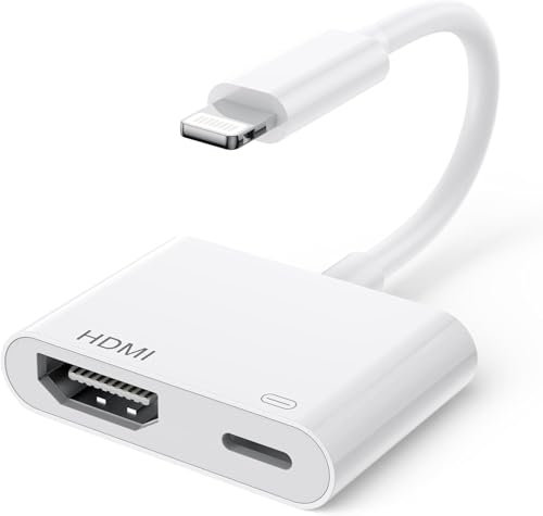 Adaptateur HDMI pour iPhone [Certifié Apple MFi] 1080P Lightning HDMI AV Numérique Adaptateur,iPhone HD-MI pour TV/Projecteur/Moniteur/iPad/iPhone14-11 XS,Compatible avec Tous Le iOS