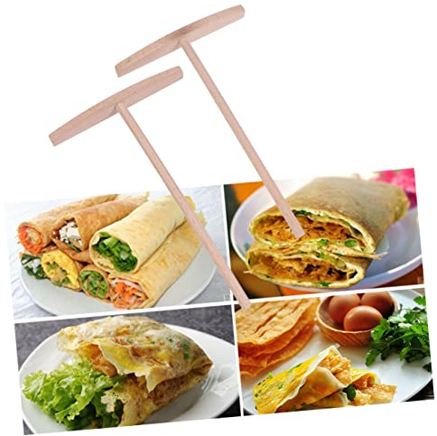 TIDTALEO 2pcs Wooden Stall Cake Rake Solid Wood Baking Tools for Kitchen for Making Pancakes and Cakes