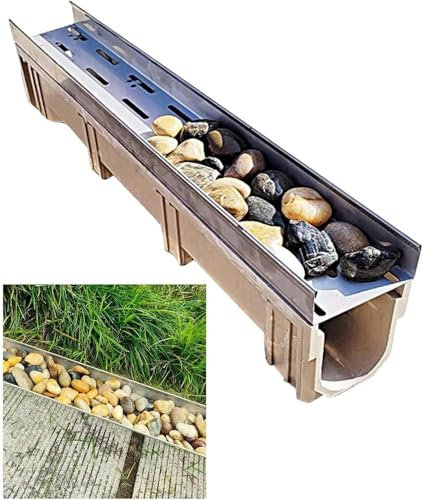 BXSUKEYOU Channel Drainage, 1m Long Trench Drain Cover Kit for Rain Gutter, 6-14 Inch Wide, Floor Gutter Sink with Rainwater Drainage Grate