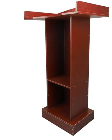 Asixxsix Podium Stand, Stable Red Sandalwood Modern Lectern, Portable Podium Stand with Large Countertop for Conference Room Classroom Reception
