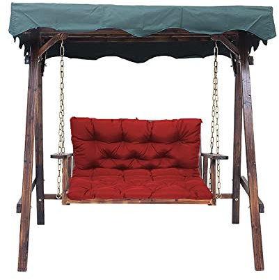 Waterproof Hollywood Swing Cushions with Backrest Garden Pads for 2 3 Seat Patio Furniture Plush Red 100 x 100 x 10 cm Comfortable Outdoor Cushions