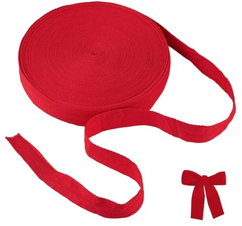 OUTALIZ Baumwollband Schrägband, 3cm x 45m Nahtband Gurtband Baumwollband, Fischgrätenstich Baumwolle Gurtband, Webband, Einfassband, für DIY Handwerk, Gepäckgurten, Handtaschen(Rot)