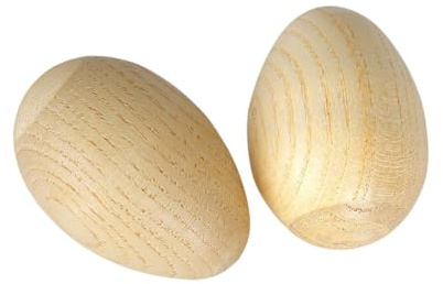 2 Stück Holz Ei Maracas Hand Shaker Instrument für Erwachsene Kleinkinder Kinder M Beige