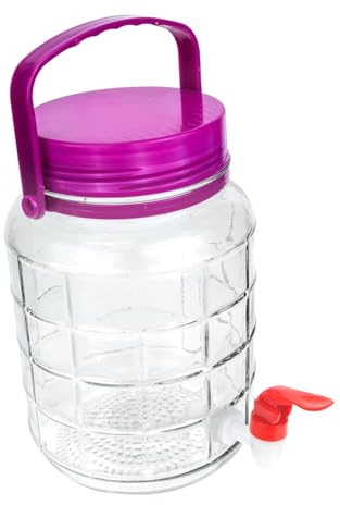 iplusmile Frasco de Vidrio Portátil para Fermentación Material Vidrio Tapa Hermética y Grifo, Recipiente de 3l para Encurtidos y Vino Adecuado para Cocina y Dormitorio