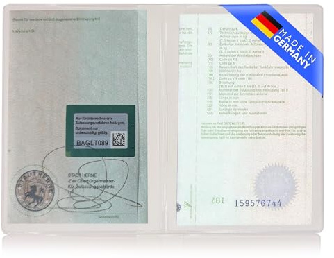 GHADA Fahrzeugschein Hülle 2-Fach – Made in Germany – transparente PVC Kartenhülle für Zulassungsbescheinigung Teil I & Dokumente | Etui/Mappe in Weiß