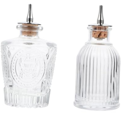 Alipis 2 pezzi Bottiglie Vintage in Vetro per Bitter da Contenitori per Liquore con Tappo Ermetico Decorazione Bar e Casa Design Classico e Antico Bottigliette Bar Resistenti e Pratiche