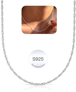 HARJJME Silberkette Damen 925 ohne Anhänger Gold/Silber Feine Singapur Kette aus Sterlingsilber Dünner Schlichte Schlüsselbeinkette | Wasserfest Halskette für Frauen Geschenk