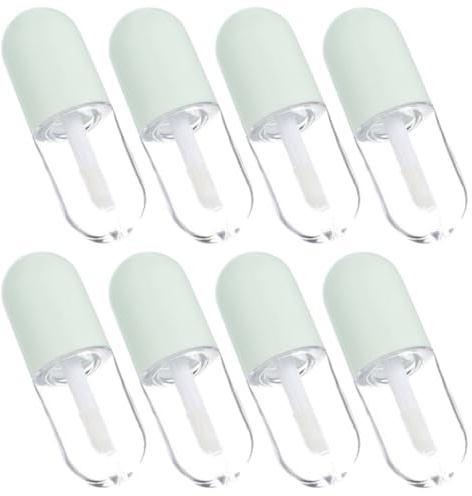 Flacons de Gloss à Lèvres 5ml en Plastique Polypropylène, Lot de 8 | Vert, Format Mini pour Voyage, Convient au Gloss Blush Liquide, Finition Soignée sans Bavures