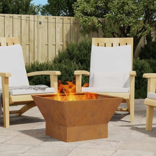 Brasero de jardin - Marron - 60 x 60 x 35 cm - En acier - Pour jardin, camping, balcon et terrasse - Facile à utiliser
