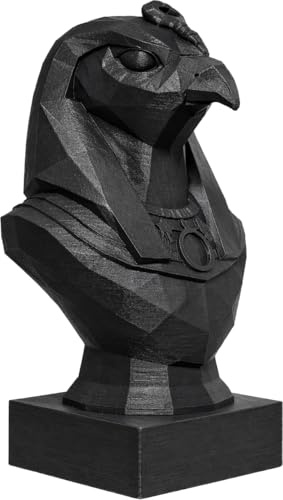 Estatua Horus 25 cm – Dios Egipcio del Cielo y Protección – Busto Low Poly Negro – Escultura Geométrica Moderna – Decoración Elegante Hogar – Figura Egipto Antiguo Coleccionable