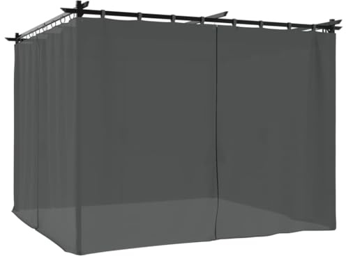 Favemtsl Tonnelle 3 x 3 m avec rideaux, pergola, tonnelle de jardin, anthracite | Distributeur d'ombre pour terrasse et jardin avec toit coulissant réglable et panneaux latéraux pour un repos optimal.