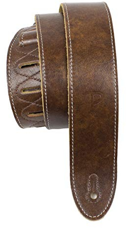 Perri's Leathers | Italienskt plagg läder gitarrrem (high-end deluxe mjukt läder) 5 cm bred & XL - extra lång | lämplig för de flesta gitarrer, kastanj, EM2-6554-XL