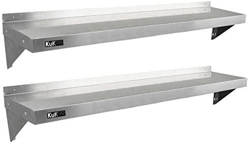 KuKoo Küchenwandregal aus Edelstahl, korrosionsbeständig, Mikrofasertücher, 1500 mm x 300 mm, 2 Stück