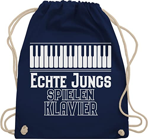 Shirtracer Turnbeutel Rucksack - Statement Sprüche Kinder - Echte Jungs spielen Klavier - Unisize - Navy Blau - spruch beutel spruche rucksäcke sprüchen kinderbeutel spruechen taschen mit aufschrift