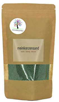 KERZENSAND Wachsgranulat 200g oder 400g in verschiedenen Farben (inkl. Docht) - Palmwachs Kerzengranulat - universal einsetzbar - kreativ - vielseitig - dekorativ (200g, Tannengrün)