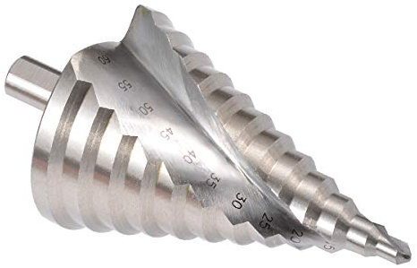 Broca escalonada KATUR, 2 flautas espirales HSS grandes Vástago trilateral escalonado para cortar orificios de perforación en metal, madera, plástico, 6mm a 60mm en total 12 tamaños de escalón