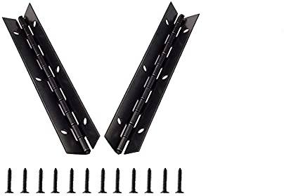 Continuous Piano Metal Hinge, 2 Pack 153 x 26 x 1mm Chrome Plated Long Hinge 270 Degree Open Thick Iron Black Furniture Hinge with Holes & Screws for Pianos, Cabinet Doors, Large Windows, Boats