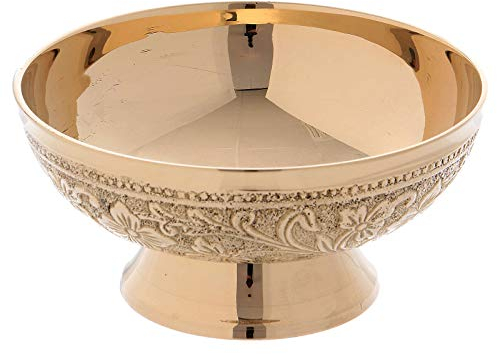 Escudilla para Incienso Motivo Floral 13 cm latón Dorado