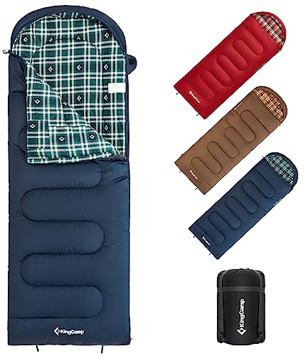 KingCamp Unisex-Adult Sleeping Bag Camp, Everyday 4 Jahreszeiten Navy-L-Zip, Komfort: 7°C Limit: 2°C Extrem: -13°C