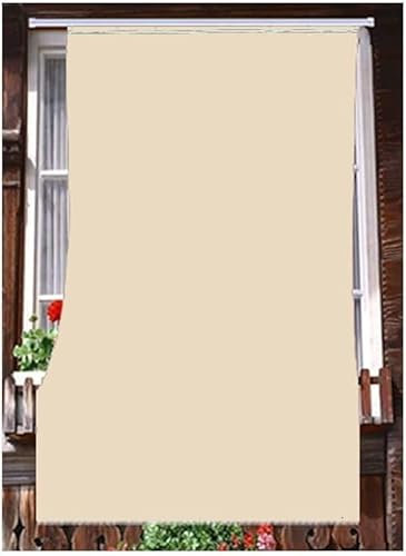 Corredocasa Tenda da Sole da Esterno per Balcone/Terrazzo/Veranda con Anelli e Ganci per Applicazione, Resistente e Lavabile, 100% Poliestere, Tinta Unita (Beige, 140x250 cm)