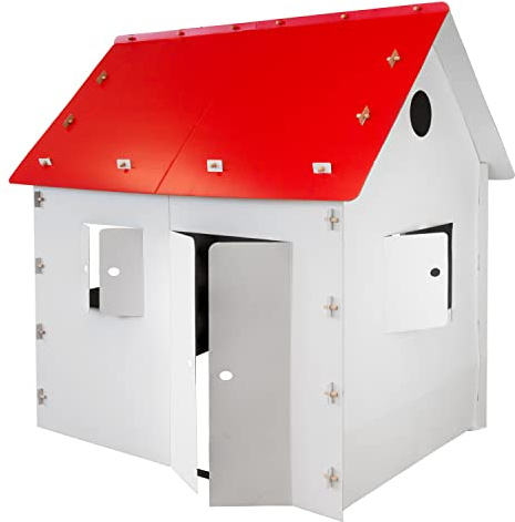 Kingpower Sélection Château de Chevalier Jouer Château Maison en Carton Maison de Jeu pour Enfants à Colorier, Modèle:Playhouse Rouge/Blanche