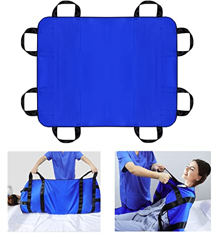 [LOSCHEN] Scheda di trasferimento per pazienti, con otto manici, adatta per persone in sovrappeso, anziani e pazienti che devono essere trasferiti (blu 48 x 40 pollici)
