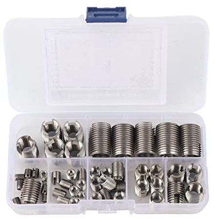 50 Stück Edelstahl Gewindeeinsatz Set, 302 Edelstahl Innengewinde Selbstschneidende Gewindeeinsätze, Gewindeverstärker Reparaturwerkzeug M3/M4/M5/M6/M8/M10/M12/M14/M16 mit Aufbewahrungsbox