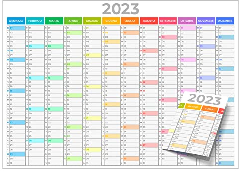 Jahresplaner 2024 - Format A2 (60 x 42 cm) 12 Monate | Wand- und Wandkalender (Grafiken Rainbow White)