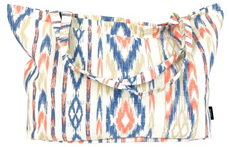 TRESMESTRES Bolsa Playa Grande XXL Familiar - Estilo Mediterráneo - Bolso Mujer para Verano y Piscina - Naranja-Azul, 65x40cm