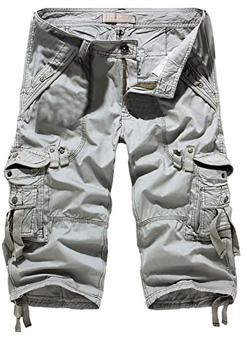 Susenstone Shorts Cargo Homme 3/4 Longue Bermudas Pantalons Courts Rétro Baggy Pantacourt Casual Combat Pantalon Court Militaire Outdoor Multi Poches Pantacourt De Plage Travail Vacances