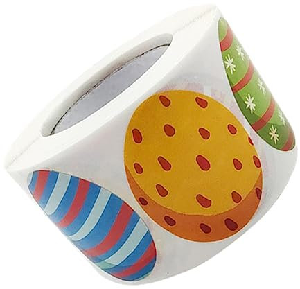 Easter Theme 1 Roll 500 Pcs Toy Stickers Festive Egg Shaped Labels Self-Adhesive for Easter Parties and Crafting