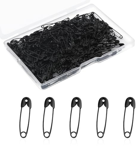 500st Säkerhetsnålar Små, 19mm Mini Säkerhetsnålar för kläder Metall Säkerhetsnålar Pins för Kläder Sömnad Hantverk Smyckestillverkning (Svart)