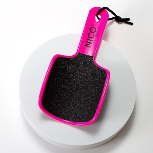 Foot File for Hard Skin & Callus Remover - Double-Sided Curved Exfoliating Rasp w/Comfortable Handle - Strong Grit 100/180 Sandpaper - Professional Foot Heel Scraper Pedicure Tool (Vivid Pink)