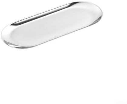 DAZZLEEX Bandeja de acero inoxidable, plato ovalado pequeño, acero inoxidable para té, frutas, cosméticos, joyas (18 cm)