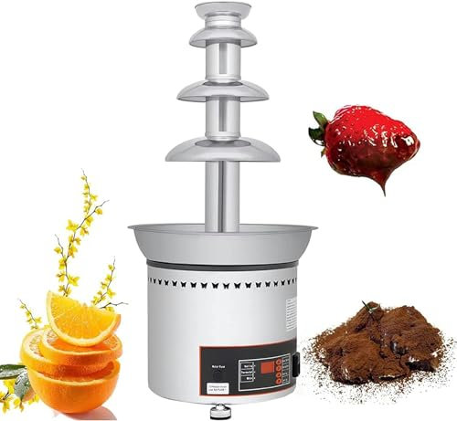 FLTRGO Fontana per Fonduta di Cioccolato a 4 Livelli, Fontana di Cioccolato PRO Commerciale Elettrica con capacità di 3 kg - con Display Digitale e Temperatura Regolabile, Facile da Montare