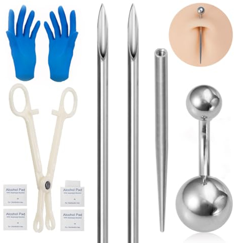 NTRUXZP 11 Stück Piercing Set Chirurgenstahl Retainer mit Klemmhandschuhen Körperpiercing Werkzeugset für Bauchnabel Zunge Brustwarze Augenbraue Lippe Septum Nase Ohr Piercing