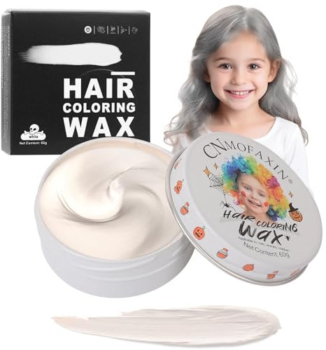 Coloration temporaire blanche pour enfants, teinture instantanée blanche, crème coiffante pour filles, pomade coiffante argentée pour femmes et hommes, boue de cire pour la fête et l'Halloween.