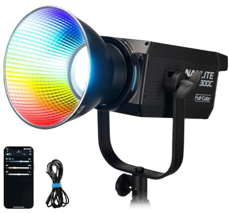 NANLITE FS-300C 300w RGB Studio Spotlight, 2700K-7500K, APP Control,Led Video Light Bowens Mount for Photography, Videography,Live Streamer,Content Creation