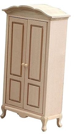 DRESSOOS Miniatur Holz Kleiderschrank Für Puppenhaus Maßstab DIY Miniaturmöbel Und Wohnaccessoires Perfektes Für Kreative Und Sammler
