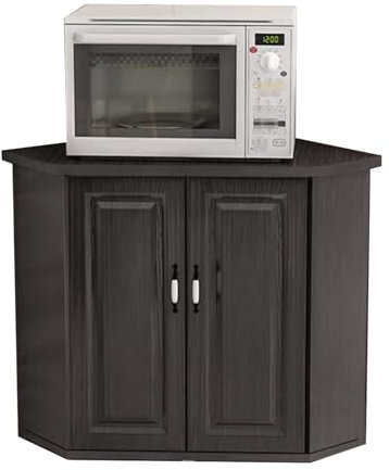 Eckschrank Wohnzimmer Holz mit Tür Mehrschichtige Lagerung, Eckschrank Küche Organizer Leicht zu Reinigen, Eckschrank Badezimmer Klein(Black,80 x 50 x 50 cm)