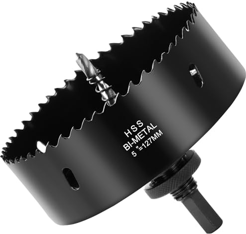 Flintronic Hålsåg Bi-metall 127 mm, M42 HSS, bimetall hålsåg med centreringsborr för robust borrmaskin för järn, aluminium, trä, skiljevägg, rör, träfiberpanel