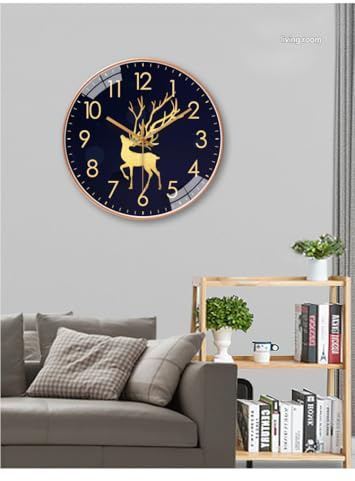 MAISON DE BUCKS 8 Silent Wall Clock - Non Ticking Deer Design for Kids Bedroom, Nursery & Living Room, Quiet Quartz Movement (Deer)