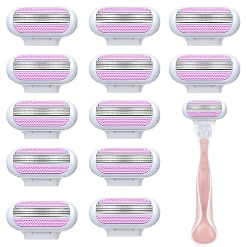 12 Stücke Rasierklingen Damen Allgemein Rasierklingen für Rasierer Damen 3 Stockwerke Ersatzklingen für Damenrasierer Geeignet für Beine,AchselhöHlen und Private Teile Von Frauen