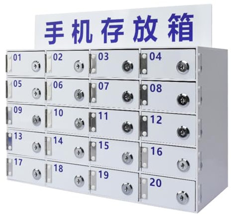 Handy-Spind aus Acryl, zur Wandmontage, mit Schlüsselschloss, sicherer Aufbewahrungsschrank für Zuhause und Schule, 12 Fächer, 25 Bit Kapazität, Wandhalterung, Telefonnizer für Handys und kleine