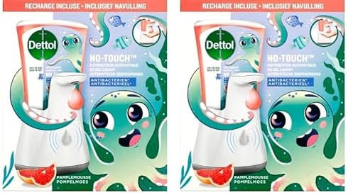 Dettol No Touch Kit Classic Distributeur Automatique de Savon, Pamplemousse, 250ml (Lot de 2)
