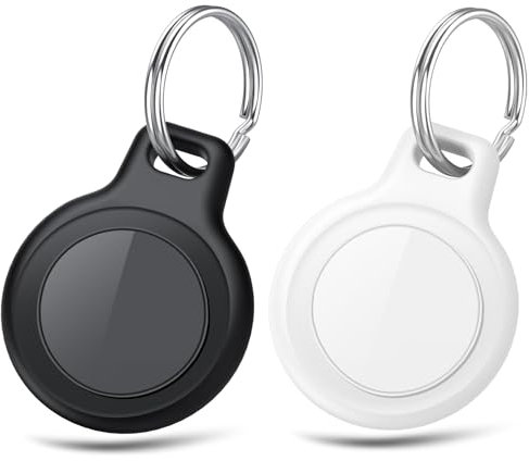Air Tracker Tag-2 Piece, Koffer Tracker kompatibel mit Apple Wo ist APP (nur iOS), Schlüsselfinder für Schlüssel, Gepäck, Koffer, Brieftasche, IP67 wasserdicht, Schwarz & Weiße